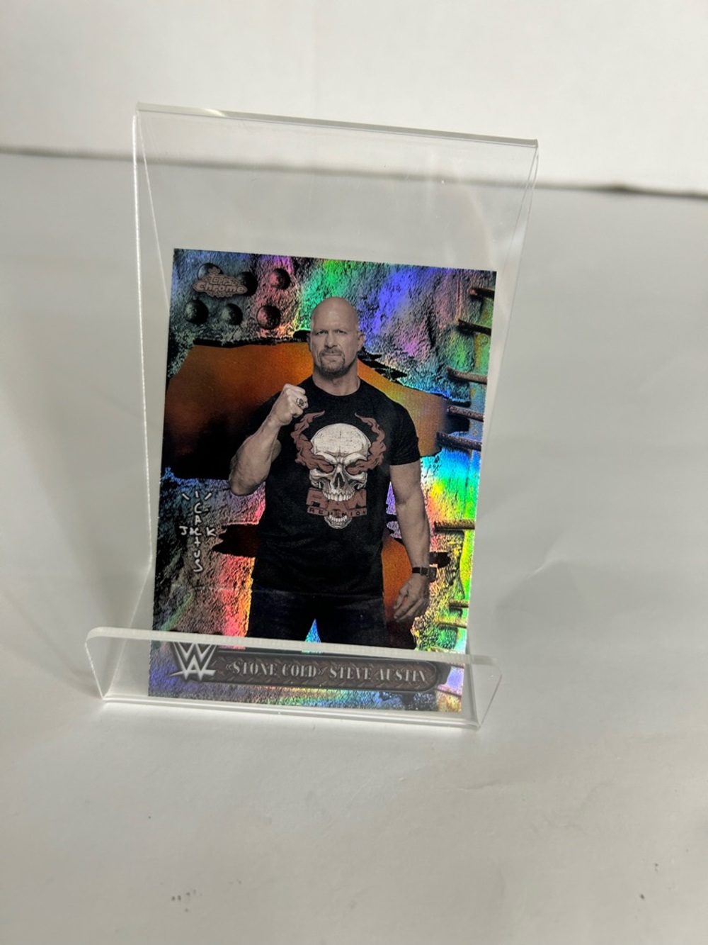 2025 Topps Cactus Jack WWE #70 Stone Cold Steve Austin White Refractor